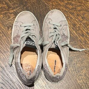 Kids Gray and Pink Glitter Sneakers